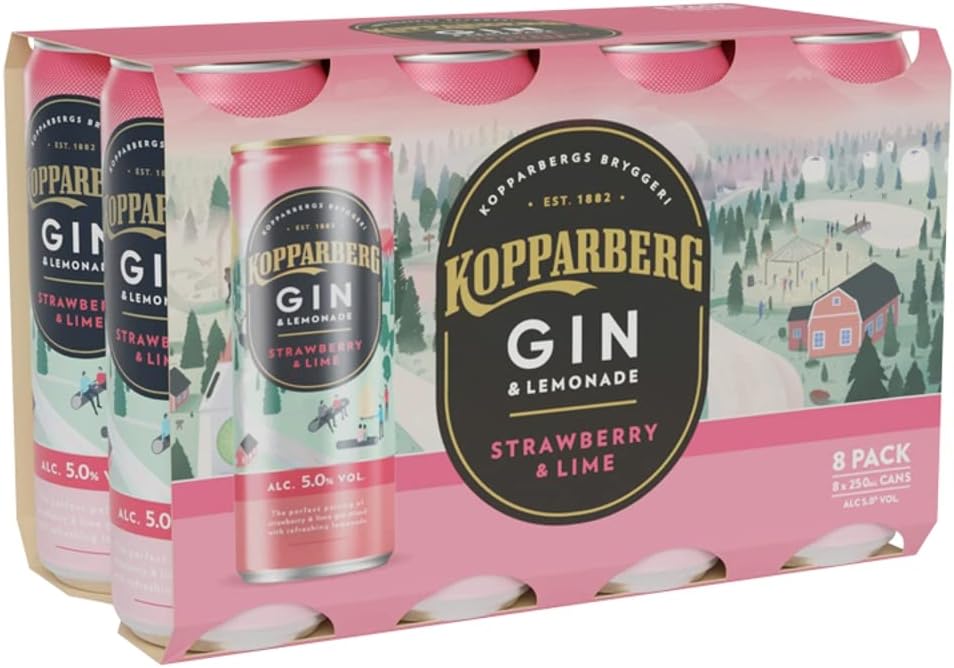 Kopparberg Strawberry & Lime Gin & Lemonade 8 x 250ml party drink cans
