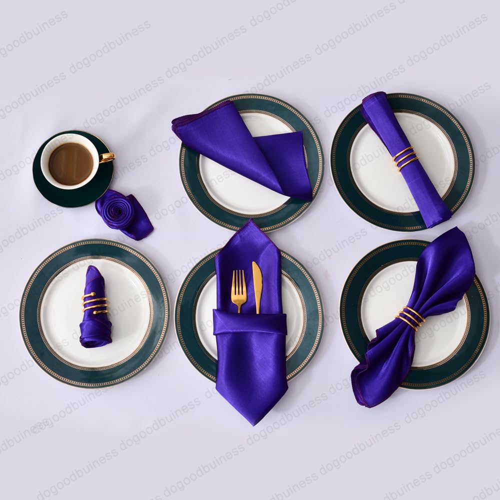 Cloth Dinner Table Napkins, Dinner Table Napkins 12Pcs Multicolor Satin Hemstitched 30x30cm(12pcs Deep Purple)