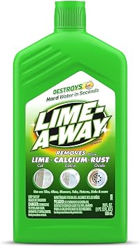 Lime-A-Way Hard Water Stain Remover Liquid, Removes Lime, Calcium & Rust in Seconds, Bathroom Cleaner, 28 fl oz