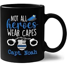 Policeman Not All Heroes Wear Capes Mug, Personalized Police Officer Gifts, Police Coffee Mug, Customized Choose Name Mug Gifts For Police Officer, Law Enforcement Cup, Police Black Mug 11oz 15oz