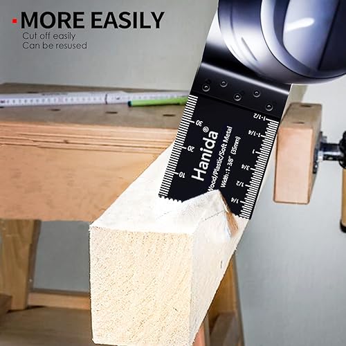 Miniatura 2 de 56 hojas de sierra oscilantes de madera multiherramienta de liberación rápida compatibles con Fein Multimaster Porter Cable Negro y Bosch Decker