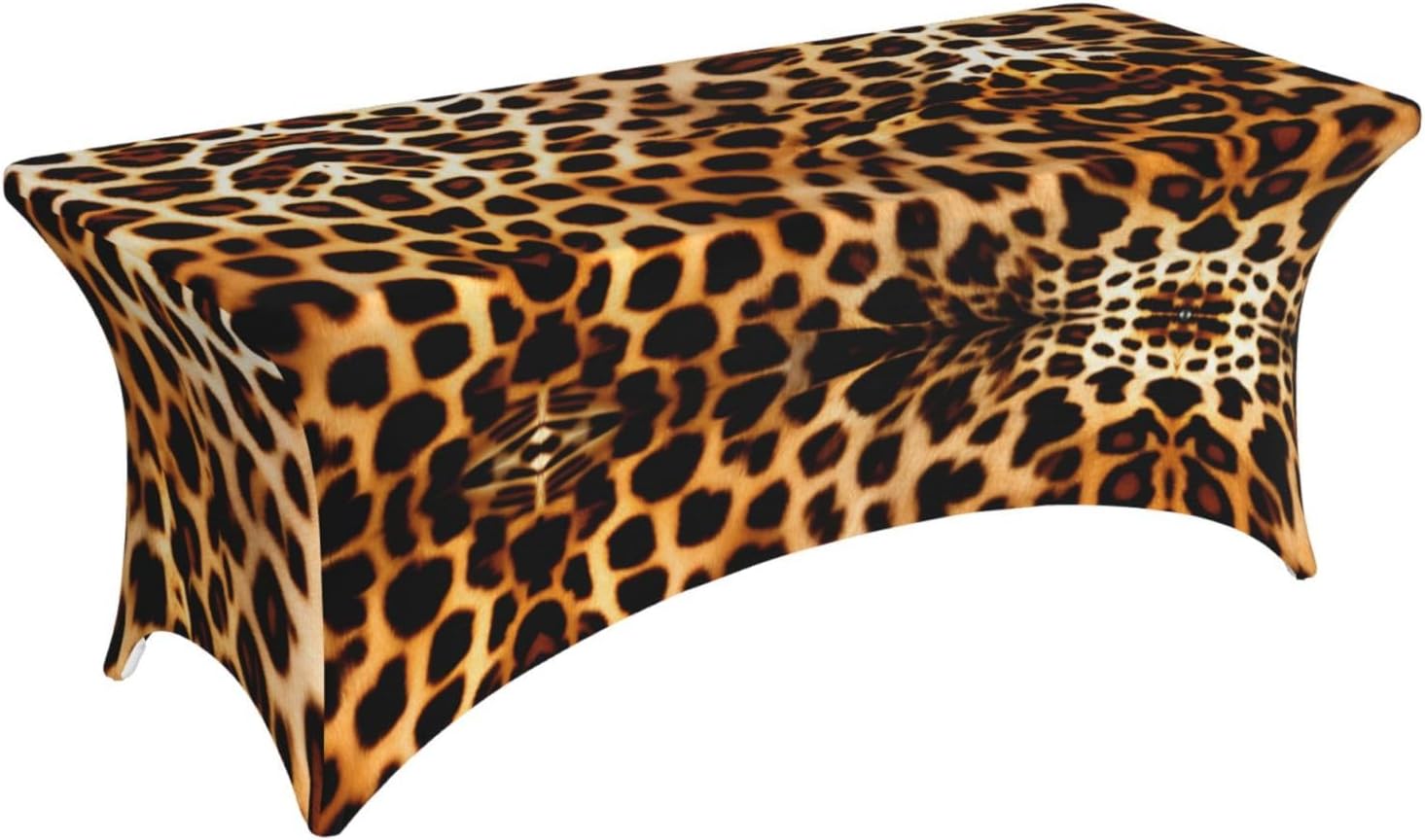 Leopard Animal Print Print 6ft Table Cloth for Rectangular, Stretch Table Covers, Washable Cover Table Protector, Black