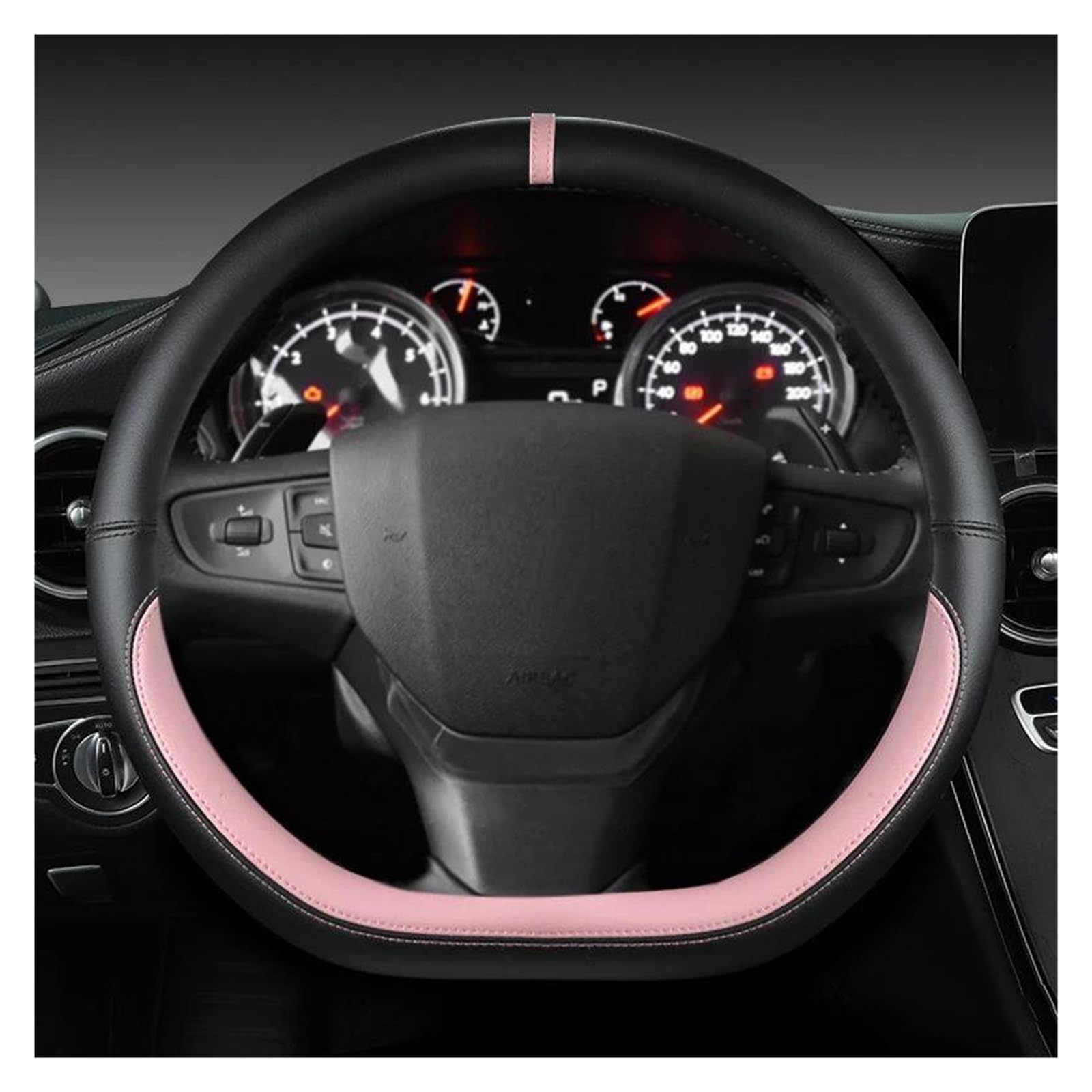 Volantes Protector para Volante Coche Forma D para Citroen C3 C3-XR 2015-2019 C4 2016-2019 para Traveler 2016-2019 Funda Volante(Pink)