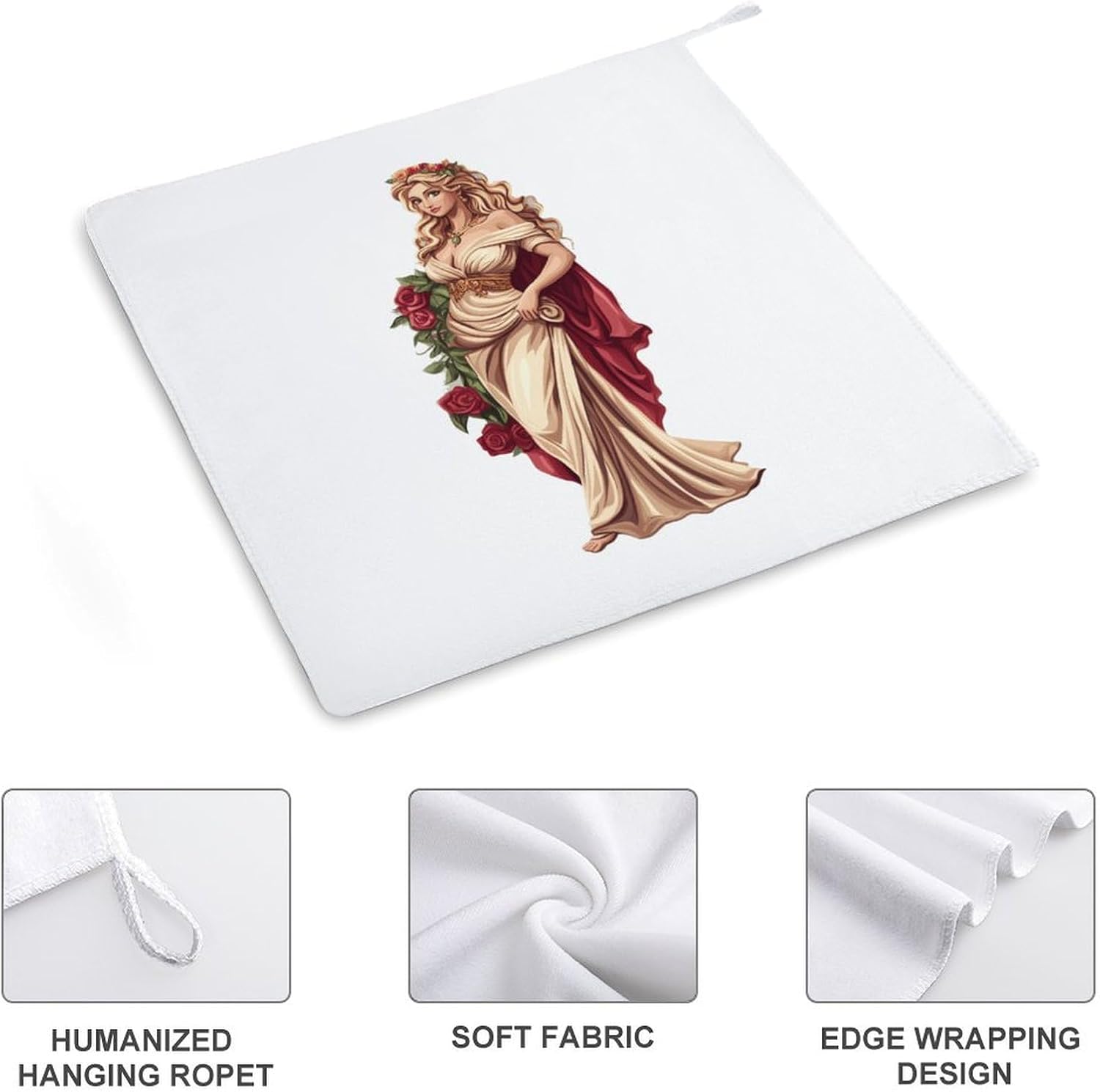 Rose Goddess Towel Hand Towels Decorative Towel for Bathroom Kitchen Shower Gym 4PCS