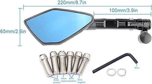 Miniatura 3 de Espejos laterales de motocicleta CNC laterales de 0.394 pulgadas universales para Benelli TRK 251/502/502X/302 TRK251 TRK502 TRK502X espejos