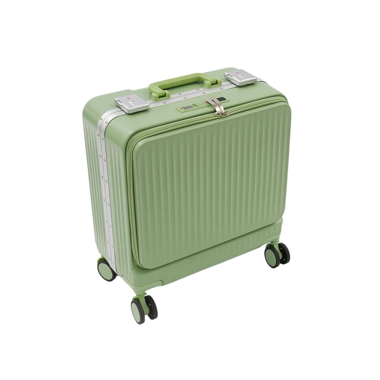 Valigia rigida da 45,7 cm con apertura frontale e porta USB, verde chiaro, Vintage | Valigia da viaggio in ABS e policarbonato, per viaggi brevi, trolley con 4 ruote, lucchetto a combinazione, portabicchieri