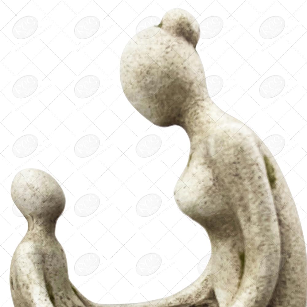 Red Carpet Studios Set of 2 Flower Pot Garden Gifts Stone Resin Indoor/Outdoor Planters, 17.52" Tall, Mother with Child