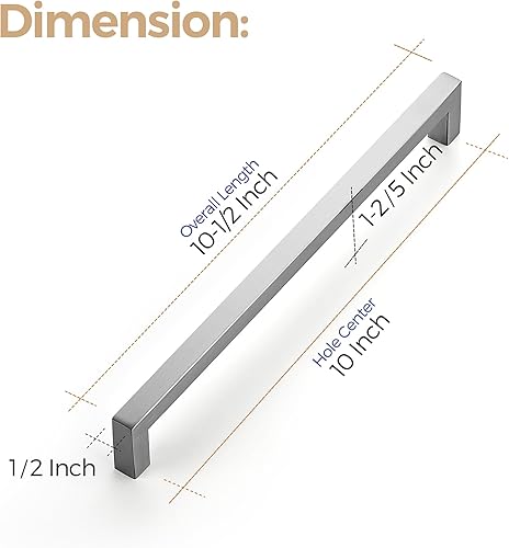 Vista 25 de Ravinte Paquete de 12 manijas cuadradas de gabinete de cocina de 10 pulgadas, tiradores negros mate, tiradores de cajón negros, accesorios de Negro