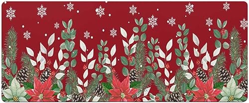 Tapete de baño de flor de pascua de Navidad para bañera, antideslizante, de secado rápido y absorbente, tierra de diatomeas, para ducha, fregadero