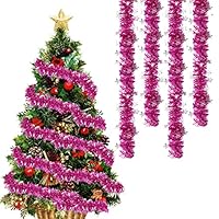 Ghirlanda Di Orpelli Natalizi 6 Metri, Tinsel Metallico Argento Larghezza 9 Cm, Per Albero Di Natale, Decorazioni Fai-Da-Te, Feste, Compleanni - 4