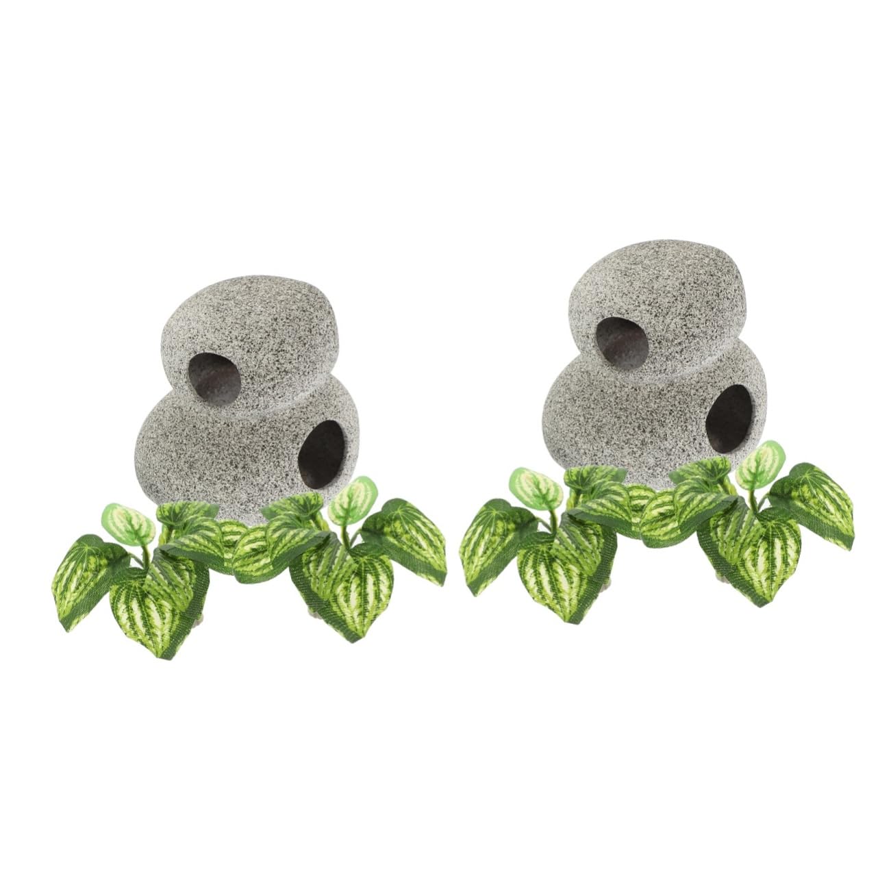 PRETYZOOM 2juegos Decoración De Acuario Cueva y Plantas Falsas Set De Ornamentos para Peceras y Terrarios Accesorios Acuáticos para Escondites De Peces y Camarones