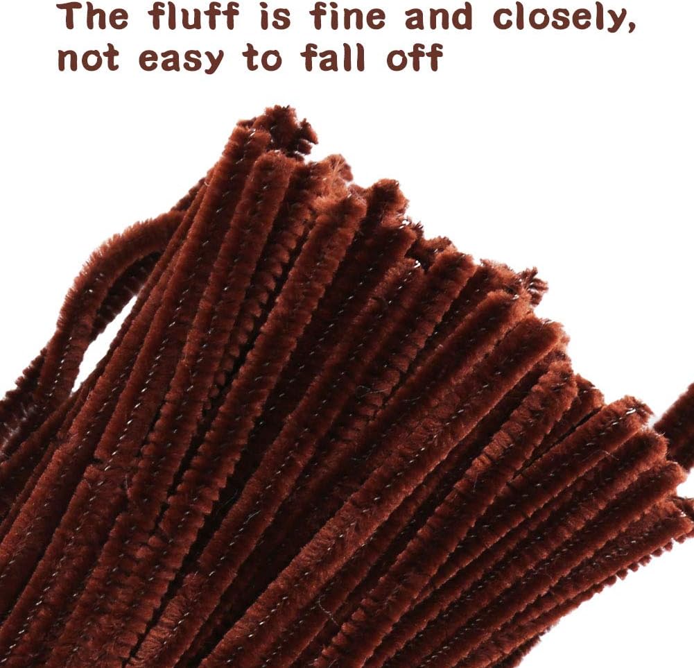 100 Pieces Pipe Cleaners Chenille Stem, Solid Color Pipe Cleaners Set for Pipe Cleaners DIY Arts Crafts Decorations, Chenille Stems Pipe Cleaners (Brown) : Health & Household