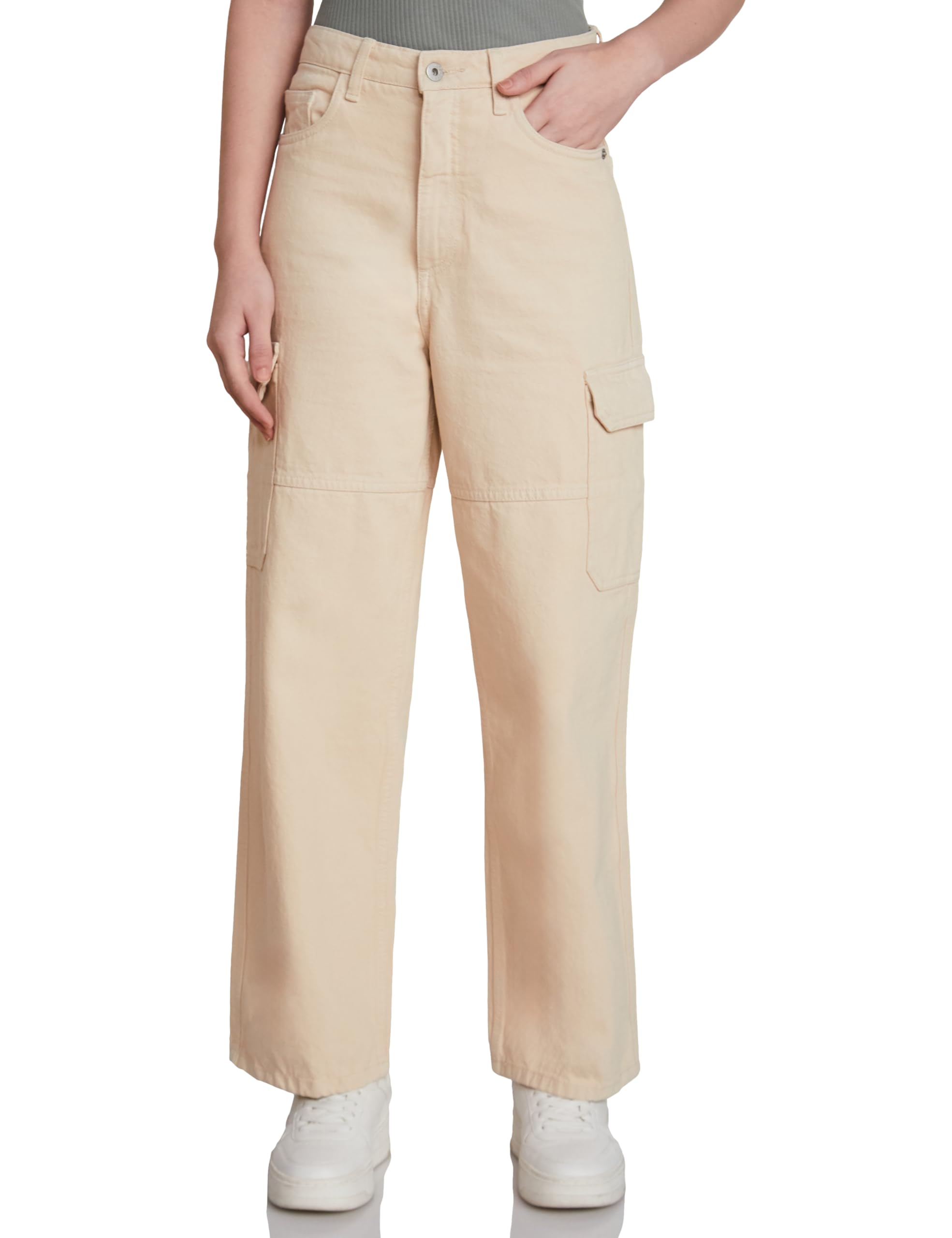amazon brand - symbol Women's Wide Leg Cargo Jeans (High Rise | Ankle Length | Loose Baggy Fit)-picture-36