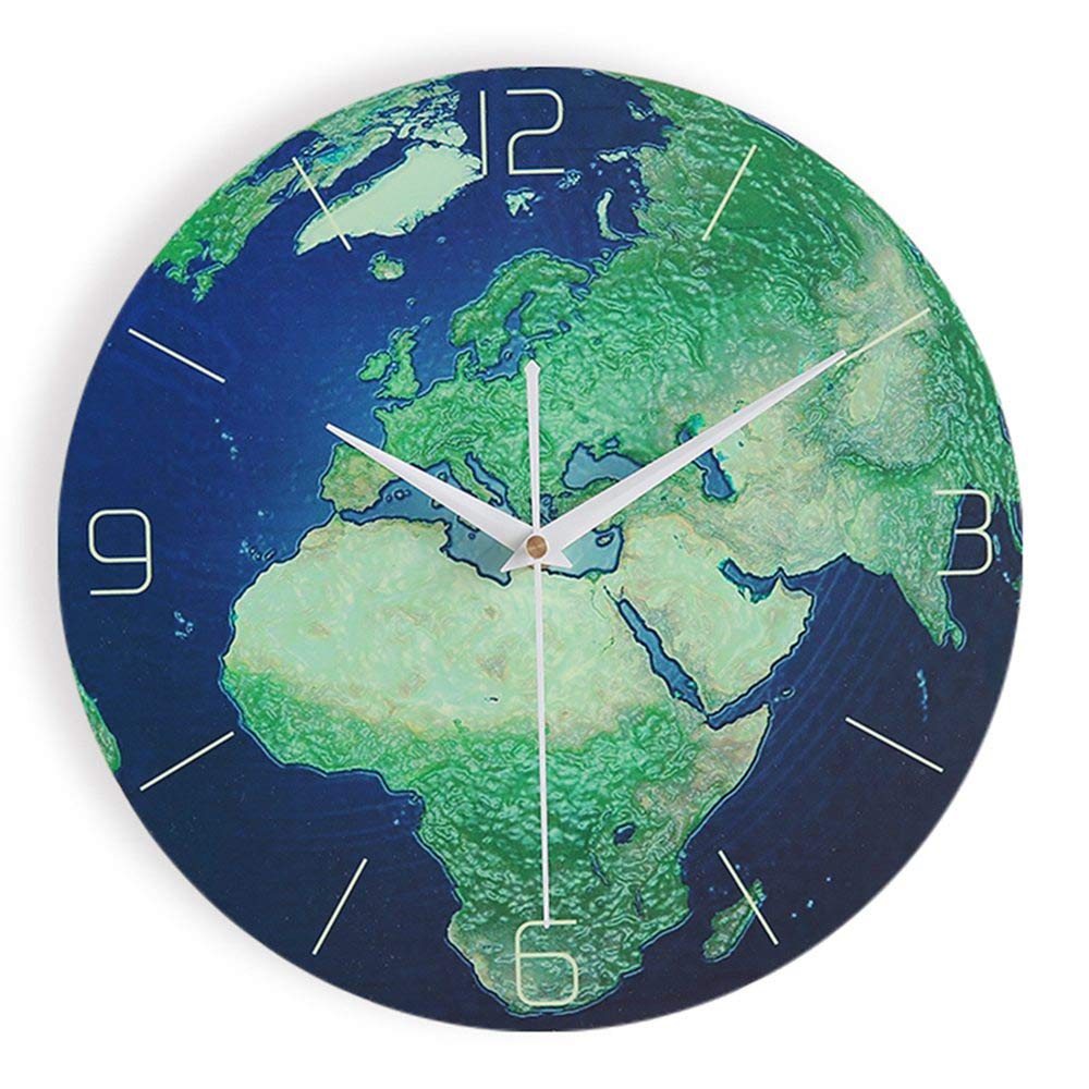 SIEMOO Luminous Night Light Wall Clock, Creative Glow in The Dark Moon Night Luminous DIY Wall Clock Decorative for Kids Living Room, Baby Playroom, Home, Office-Earth