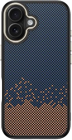 Zore Apple ile uyumlu iPhone 16 Kılıf M-safe Şarj Özellikli Karbon Fiber Görünümlü Zore Antina Kapak Mavi