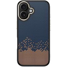 Aksesuarcim iPhone 16 Plus K l f Karbon Fiber G r n ml  M-Safe  arj  zellikli Kamera Korumal  Kapak Antina Mavi