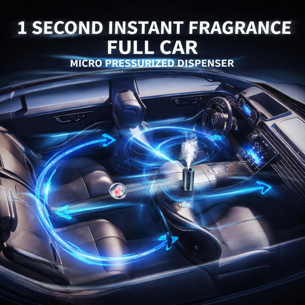 Waterless Car Aroma Diffuser Ocean + 50ml Cologne Refill Set & Wick Stick image 3