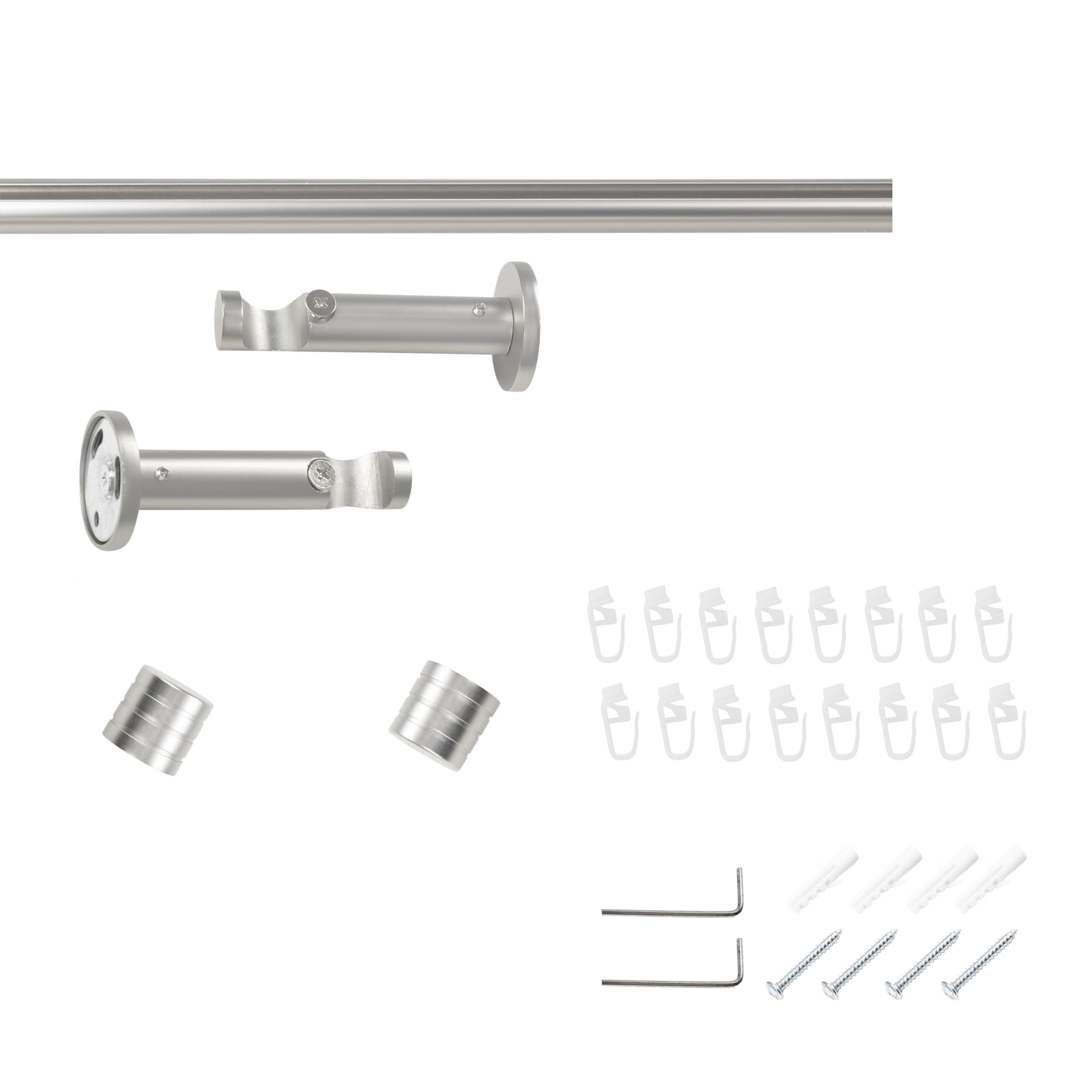 SN Deco Gardinenstange Innenlauf Lille, 19 mm, 1-läufig, Stahl, Komplett-Set mit Ringen, Profilträger, 360 cm, chrom matt