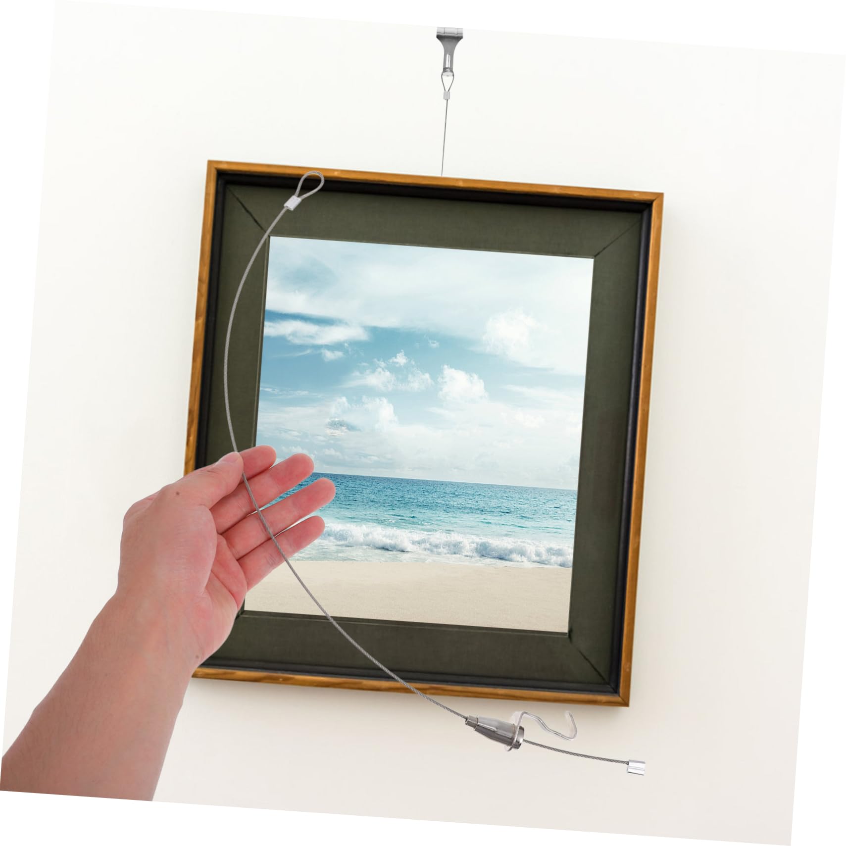 10juegos Ganchos Para Rieles De Cuadros Cable De Acero Ajustable Sistema Para Colgar Cuadros Gancho Regulable Kit Para Colgar Marcos De Fotos Adecuado Para Galerías y Exposiciones
