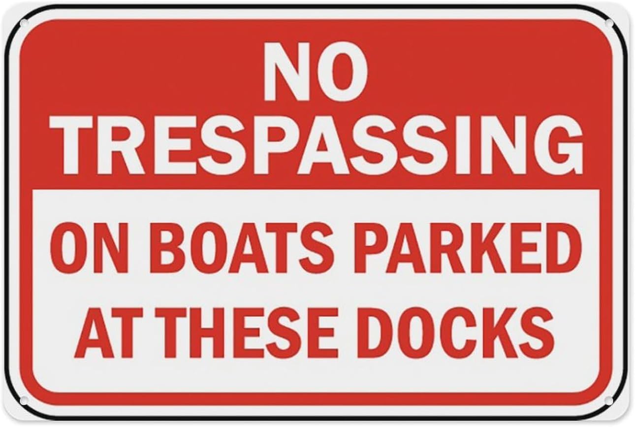 Bdeyfg Colour3 No Trespassing On Boats Parked Metal Tin Sign Aluminum Warning Signs For Indoor & Outdoor Yard Lawn Sign Home Decor 8X12 Inch