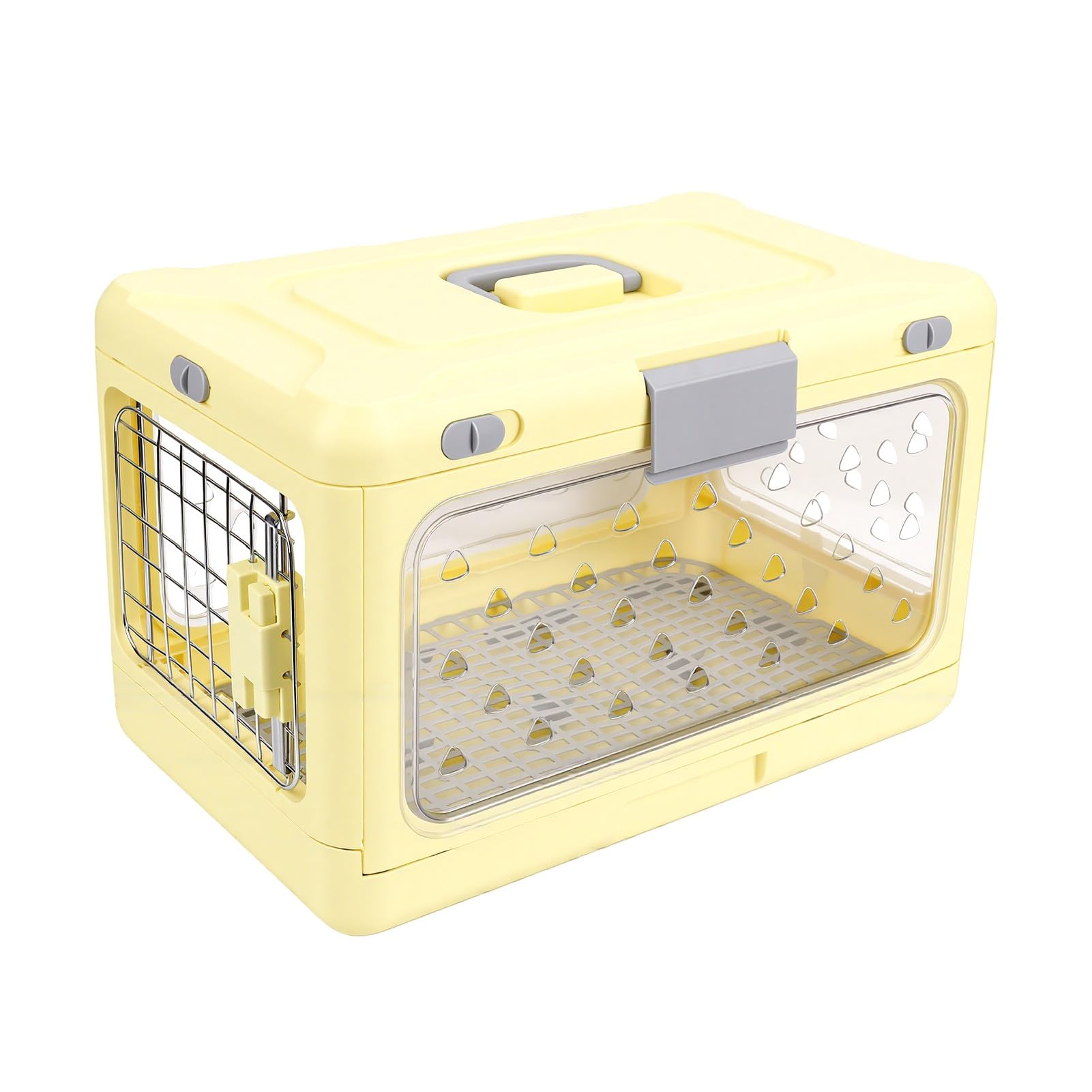 Asixxsix Trasportino per gatti rigido, plastica trasparente pieghevole (Beige)