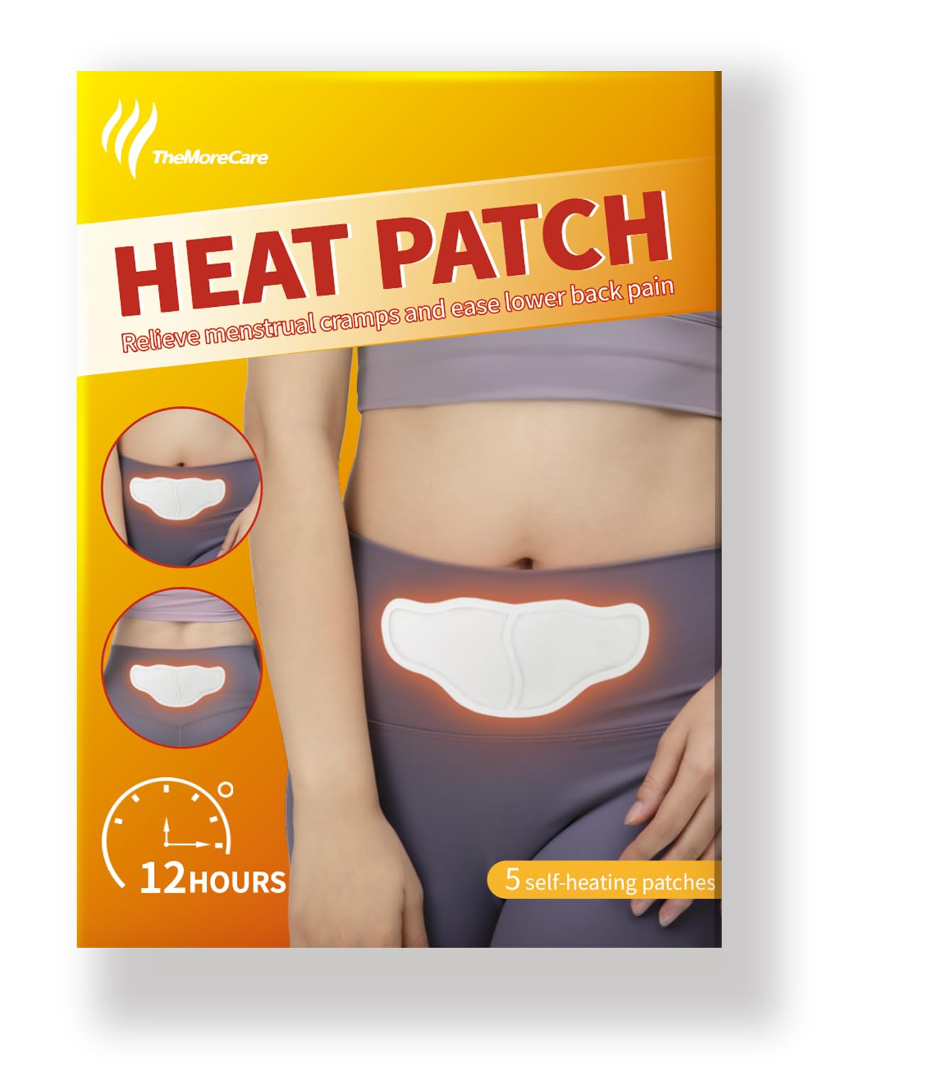 Organic Heat Patch 5 pieces Relieve Menstrual and muscle cramps and ease lower back pain 12 hours self heating pads suitable for abdomen backache stiff neck knee joint shoulder blood circulation