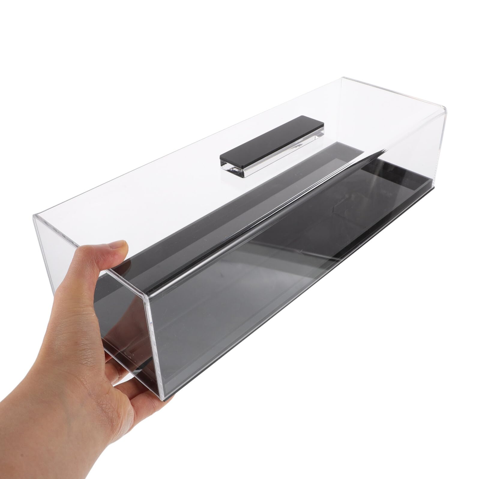 iplusmile Exhibidor Rectangular para Postres y Pan Soporte Acrílico, Tapa Clara y Base Negra Antideslizante, Adecuado para Uso en Eventos, Pastelería Casera y Cocina