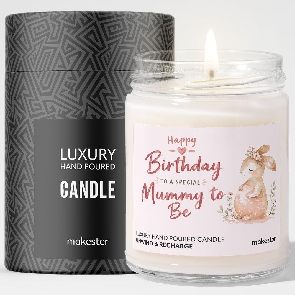 Birthday Gift for Mum-to-be - Luxury Soy Wax Candle - Vanilla, Jasmine, Sugared Almond - Makester โ image 1