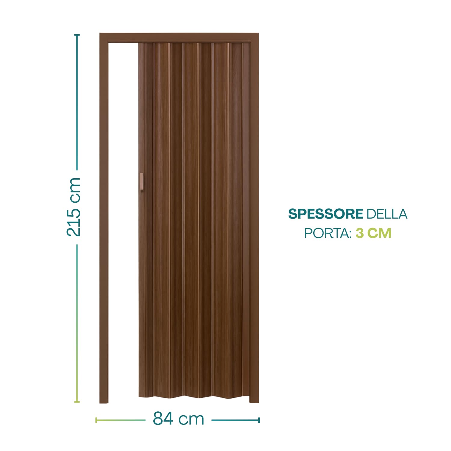 Paluplus Porta a Soffietto in PVC, Misura 214x84 cm, Spessore 3 cm, Senza Serratura con Chiusura Magnetica, Porta Interna con Maniglia -2711F (Rovere Venato)