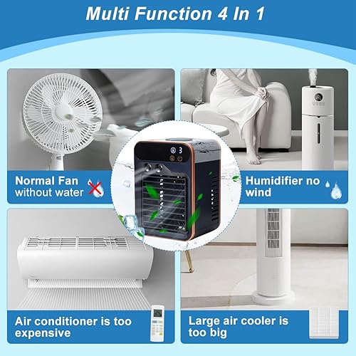 Miniatura 2 de Aire acondicionado portátil recargable de oficina en tres velocidades y velocidad de pulverización, ventilador de enfriamiento evaporativo portátil