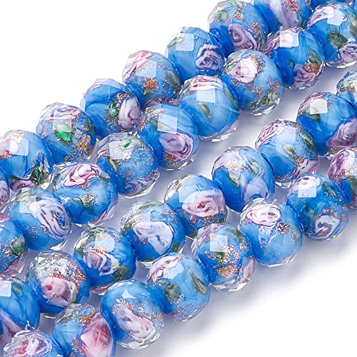 OLYCRAFT 45pcs 11~12mm Gold Sand Lampwork Beads Glass Handmade Round Loose Beads for Rosary Making Jewelry Craft Making with 1.6~2mm Hole