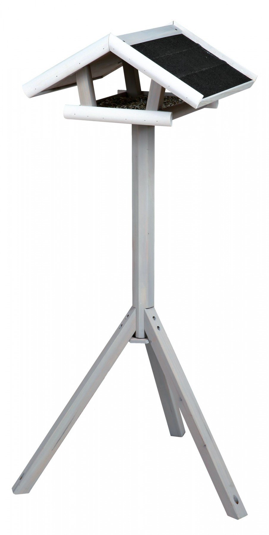 TRIXIE - Comedero Natura para Pájaros con Soporte, de Madera de Pino Esmaltada, Resistente a la Intemperie (46 x 22 x 44 cm)
