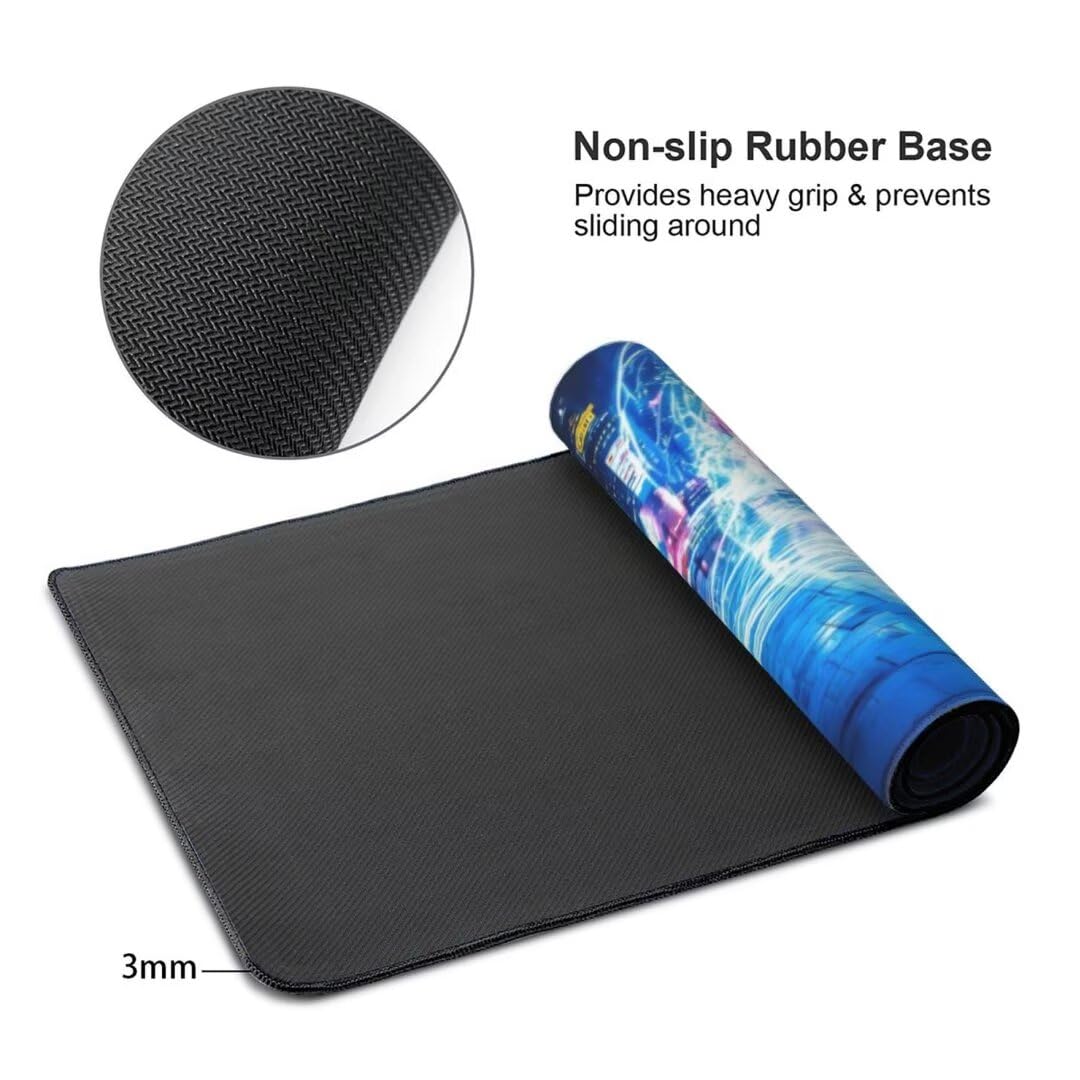 Alfombrilla de ratón 1400x600x3 MM, Alfombrilla Ratón XXL Extendida de Gran Tamaño con Bordes Cosidos, Base de Goma Antideslizante Almohadilla para Teclado, Calle Vista Nocturna S-12077
