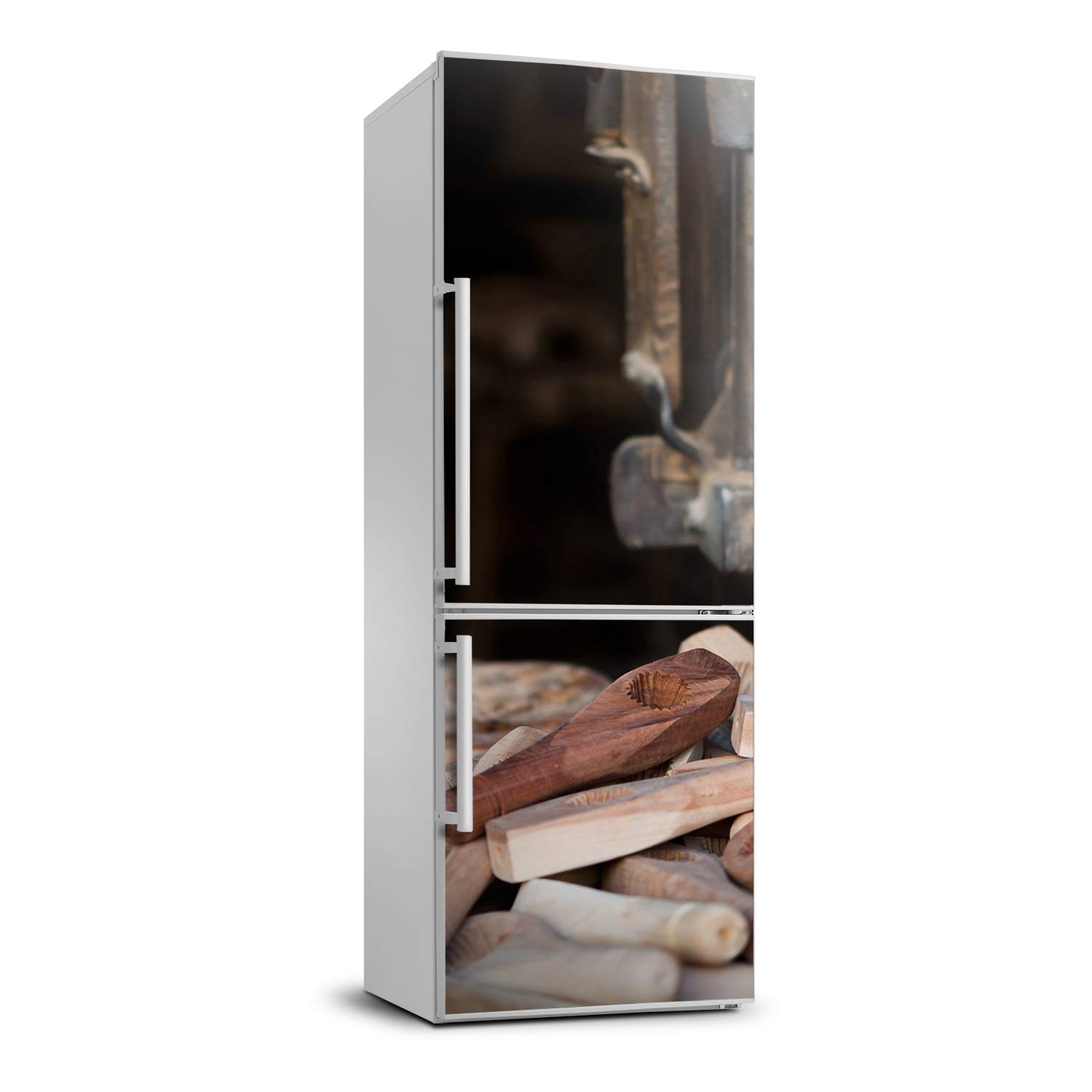 Vinilo para refrigerador 60x180 cm autoadhesivo con diseño de madera para cocina moderna