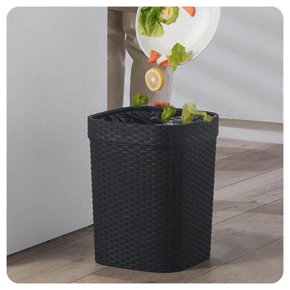 Ciieeo Bidone per Rifiuti Plastico 14l Multifunzione senza Coperchio, Cestino per Carta Straccia e Rifiuti da Ufficio in Stile Nordico, Contenitore per Spazzatura da Scrivania Leggero