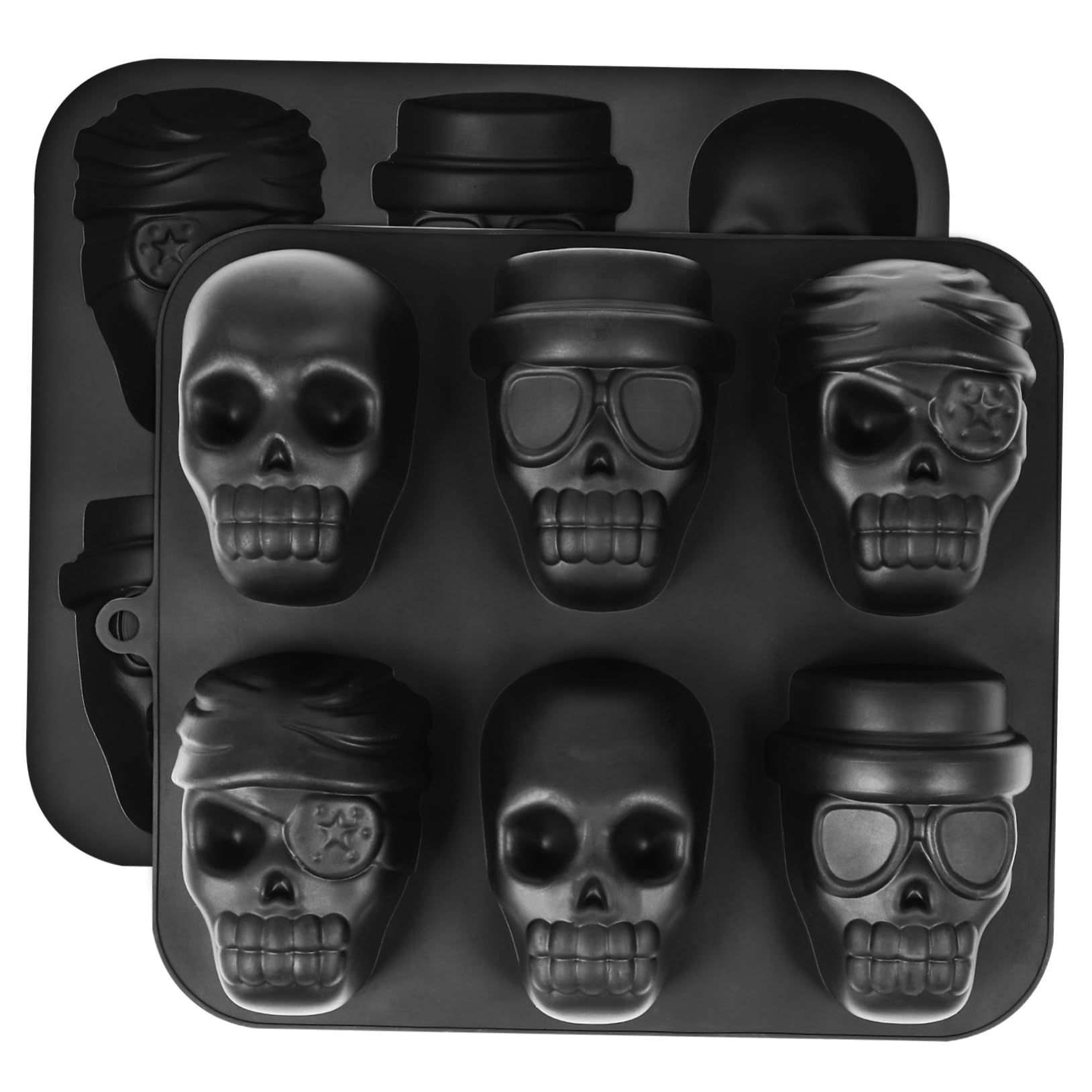 MAGICLULU 4 Piezas Molde De Hielo De Calavera Bandeja De Cubitos De Hielo De Halloween Molde De Chocolate De Halloween Bandeja De Cubitos De Hielo De Calavera Molde De Azúcar Gel De Sílice