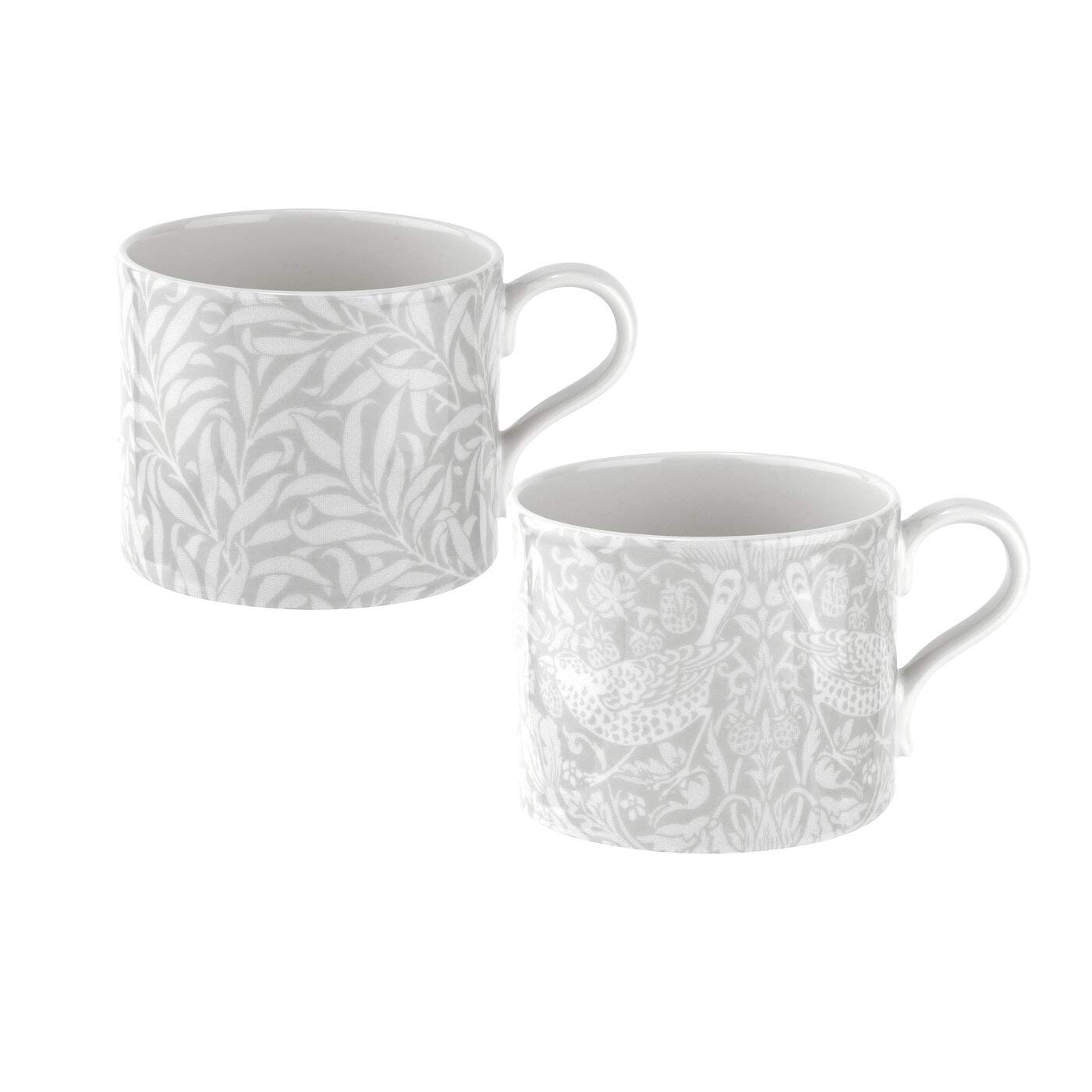 Spode Grey William Morris Strawberry Thief And Willow Bough Mugs, Set Of 2