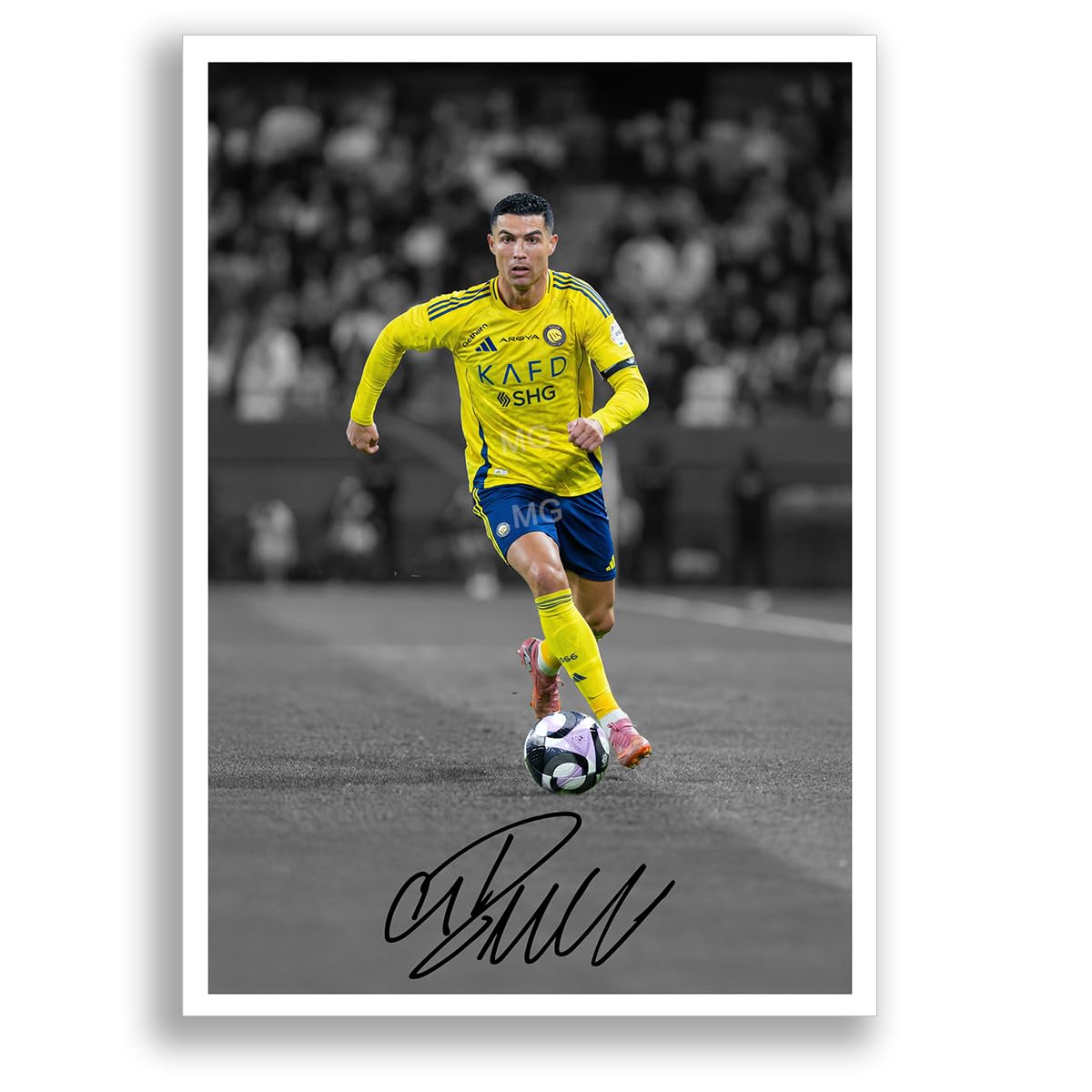 Cristiano Ronaldo Al Nassr Signed Photo Poster Print Picture Display Framed Autograph Memorabilia Gift Portugal (A4 Poster Only)