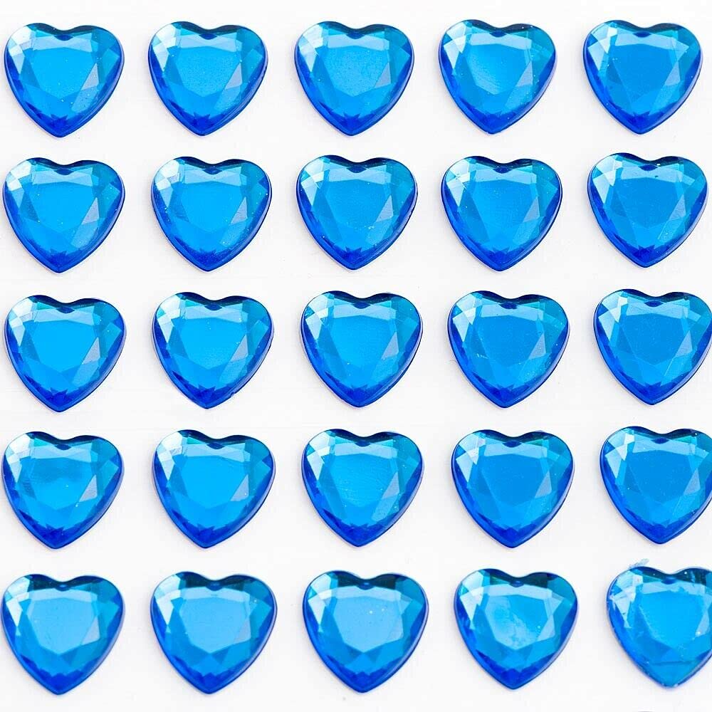 EliteKoopers Pegatinas Decorativas Adhesivas Autoadhesivas de 6 mm en forma de corazón, color azul real con diamantes de imitación para manualidades (100 unidades)