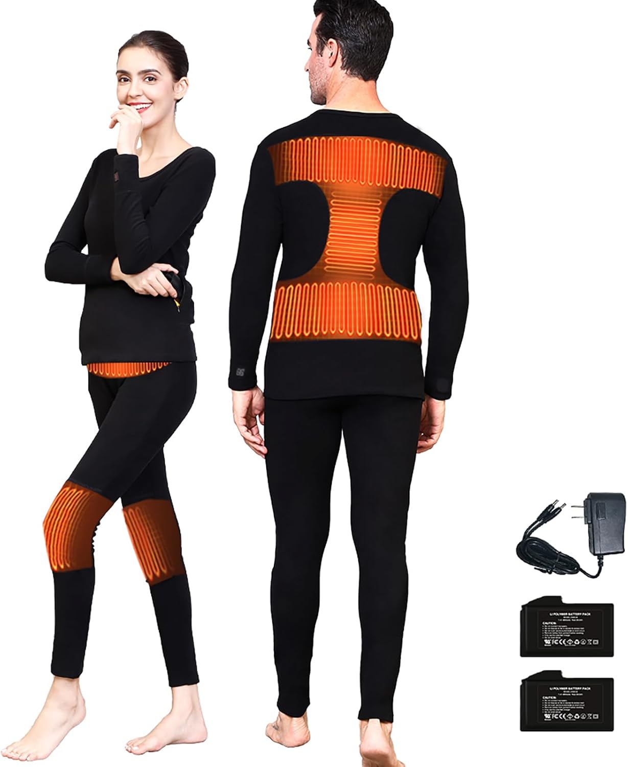 Heated Thermal Underwear for Men Women, Heated Long Underwear Johns Base Layer Sets