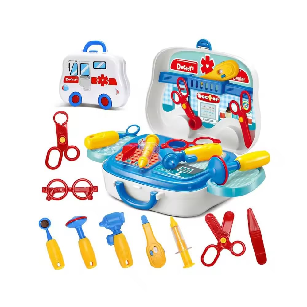 URBAN TOYS Doctor Play Set with Foldable Suitcase, Doctor Set Toy Game Kit, Compact Medical Accessories Toy Set Pretend Play Sets, Boys, Girls, Multicolor Doctor Play Sets for Kids (Blue) (B0D382K97B) Amazon Price History, Amazon Price Tracker