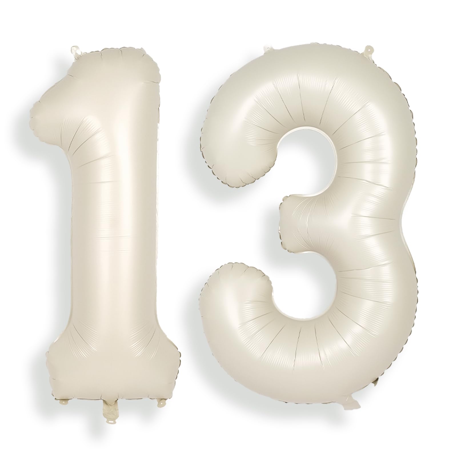 SUWEN 40 Inch Cream White 13 Number Balloon Foil 0-9 Birthday Big Numbers
