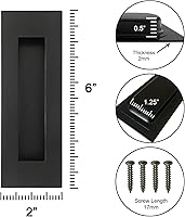 Vista 2 de Tiradores empotrados para dedos, manijas de puerta de bolsillo, para puertas correderas de granero, puertas plegables de acero inoxidable Negro