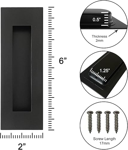 Miniatura 2 de Tiradores empotrados para dedos, manijas de puerta de bolsillo, para puertas correderas de granero, puertas plegables de acero inoxidable
