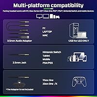 Vista 6 de FC100 Auriculares para juegos con micrófono para PS4PS5PCNintendo Switch, Xbox One Headset con luz RGB, auriculares para computadora gamer