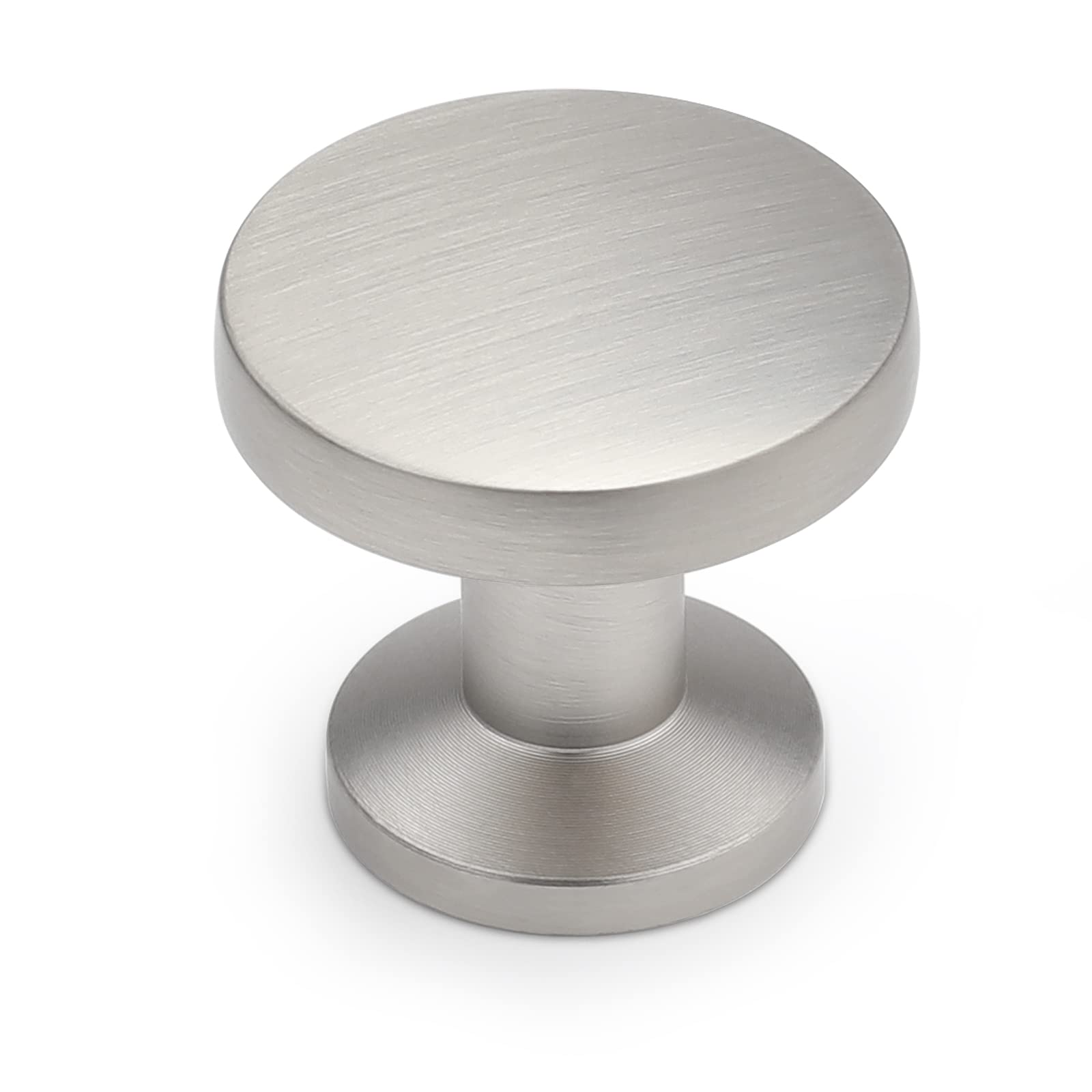 homdiy Brushed Nickel Cabinet Knobs Round Drawer Knobs 10 Pack - Modern Kitchen Cabinet Knobs Solid Cabinet Door Knobs for Cupboard, Dresser