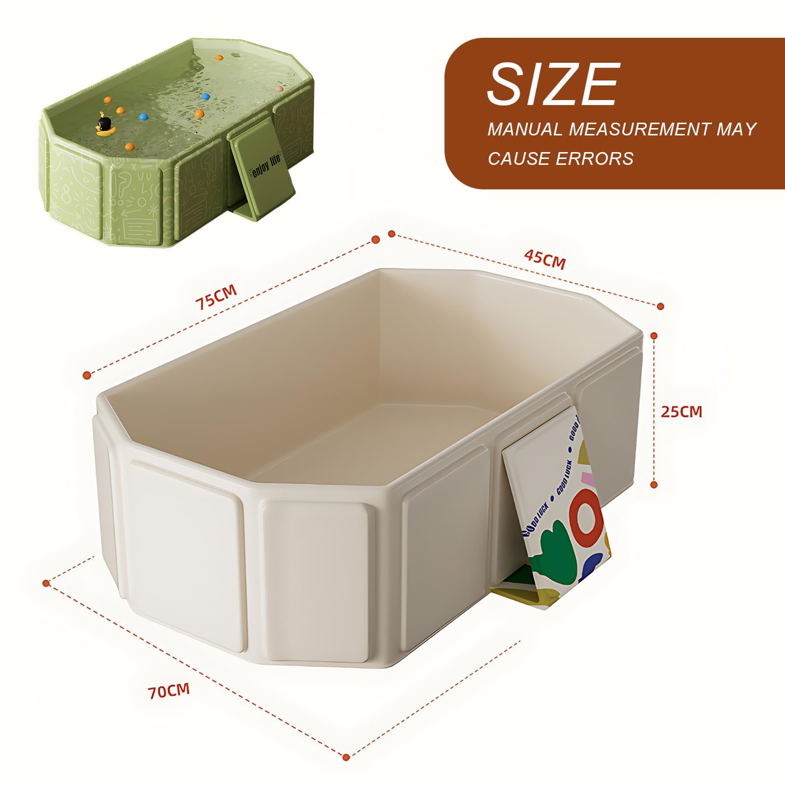 Kingbar Collapsible Baby Bathtub, Foldable Bathing Basin With Drain Plug And Support Feet - Image 4