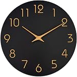 Mosewa Wall Clock 8 Inch Black Wall Clocks Battery Operated Silent Non-Ticking - Simple Minimalist Rose Gold Numbers Clock Decorative for Bedroom,Living Room, Kitchen,Home,Office