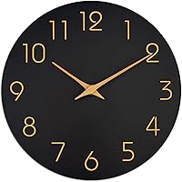 Mosewa 8 Inch Silent Non-Ticking Wall Clock Black Minimalist Rose Gold Numbers for Bedroom Living Room Office