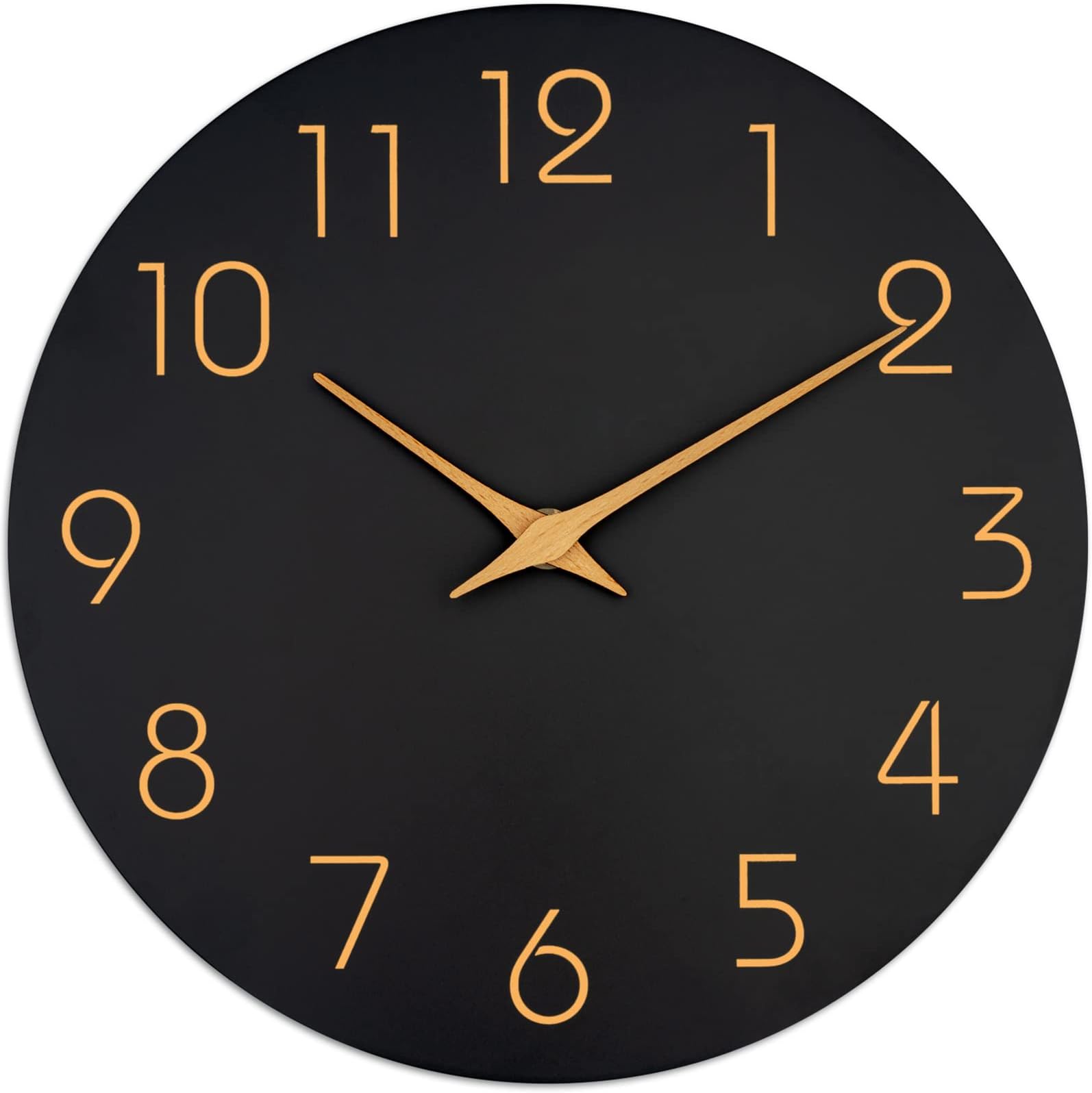 Mosewa Wall Clock 8 Inch Black Wall Clocks Battery Operated Silent Non-Ticking - Simple Minimalist Rose Gold Numbers Clock Decorative for Bedroom,Living Room, Kitchen,Home,Office(8" Black)